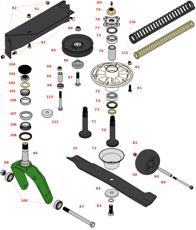 John Deere Z970A ZTrak Zero-Turn Mower Deck Parts