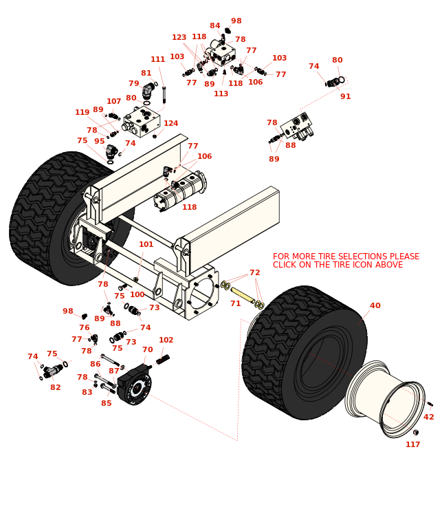 Toro Groundsmaster 4000-D Planetary, Brake And Tire Assembly