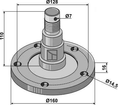 Bearing flange with axle 31-0686