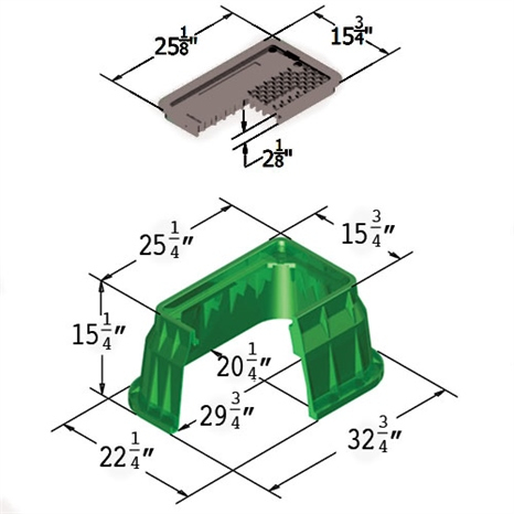 Carson valve box w/lid 1324 - blk-grn blank