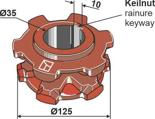 Chain sprocket  Ø125 fitting for Krone 0030922