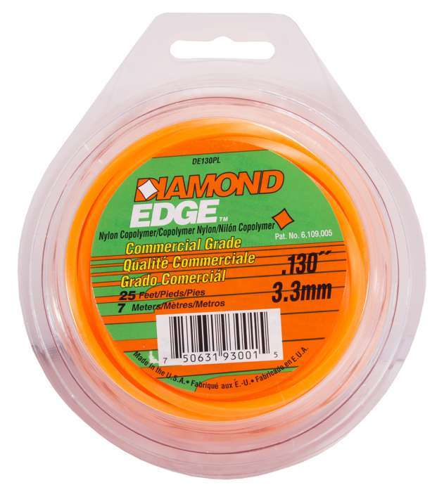 Trimmer line diamond edge™ shaped orange 25' loop .130" / 3.3mm