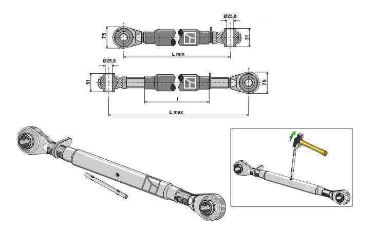 Top-link M30x3,5 standard