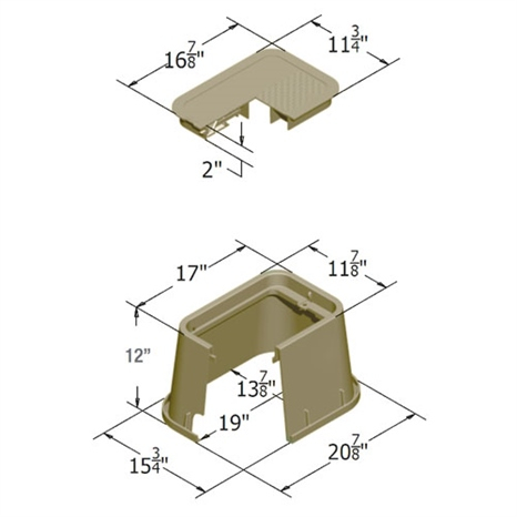 Carson valve box w/lid 1419-12 spec grade - tan icv hblt