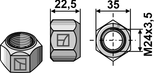 Metaalmoer met klemdeel M24 - DIN 6925 verz. 8.8 M2469258