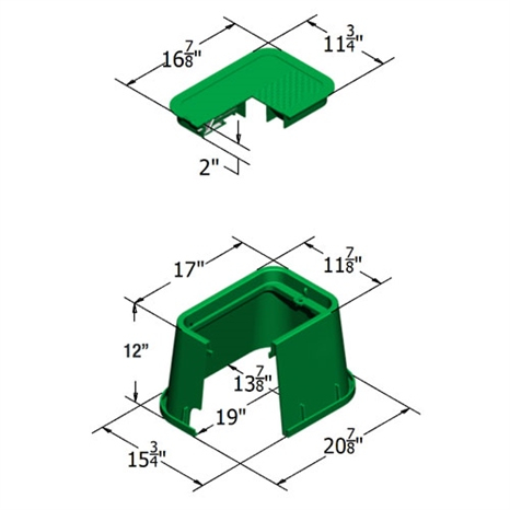 Carson valve box w/lid 1419-12 spec grade - green icv