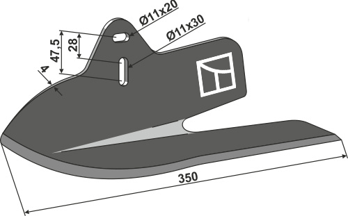 Angled wing share Lelievre - right fitting for Monosem 10100028