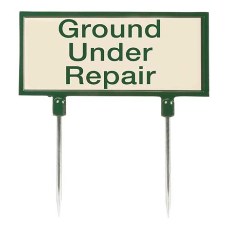 Sign - ground under repair - tan