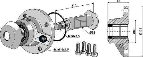 Lager kompleet zonder kap passend voor Massey Ferguson 3940362M1