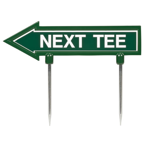 11" arrow sign - "next tee" - green with white