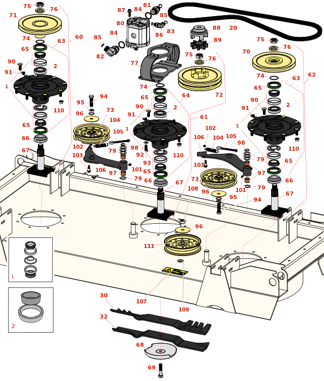 Toro Groundsmaster 4100-D Front Deck Hydraulics and Spindles