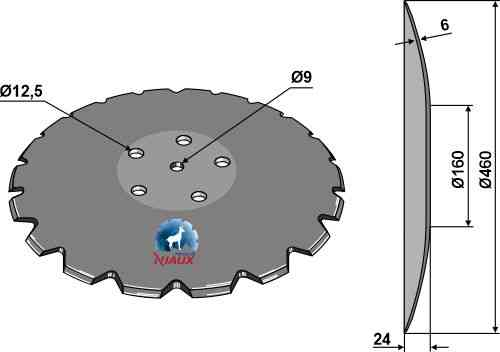 Notched disc with flat neck Ø460