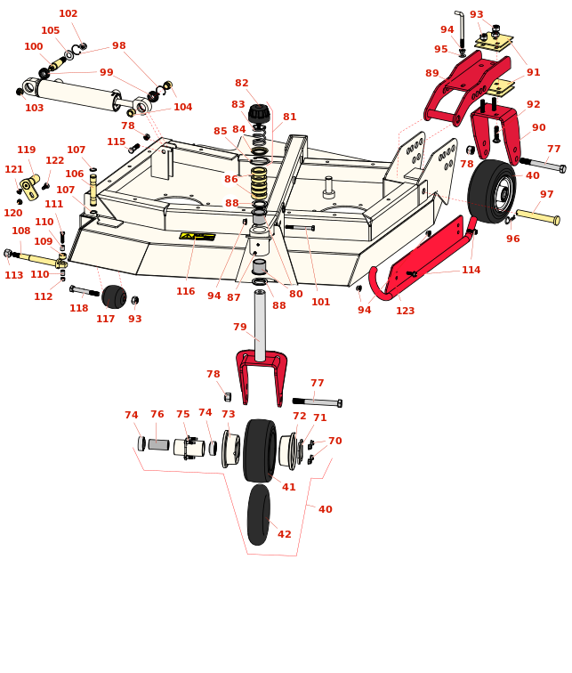 Toro Groundsmaster 4100-D Left-Hand Deck Caster Arms and Wheels