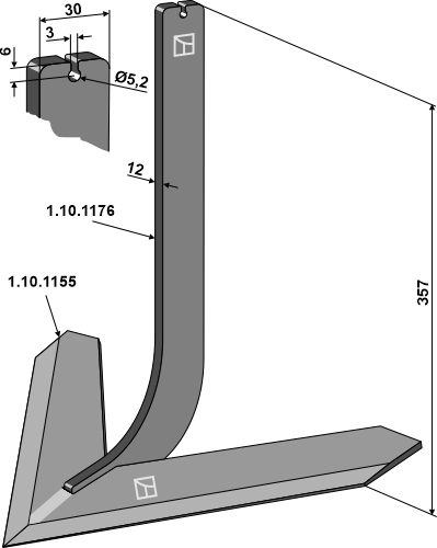 Tine with share 450mm