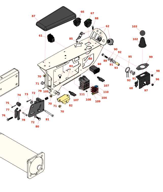 Toro Reelmaster 5410-D Console & Control Arm