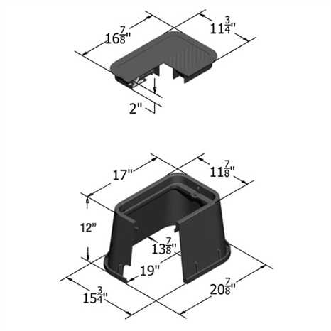 Carson valve box w/lid 1419-12 spec grade - black icv hblt