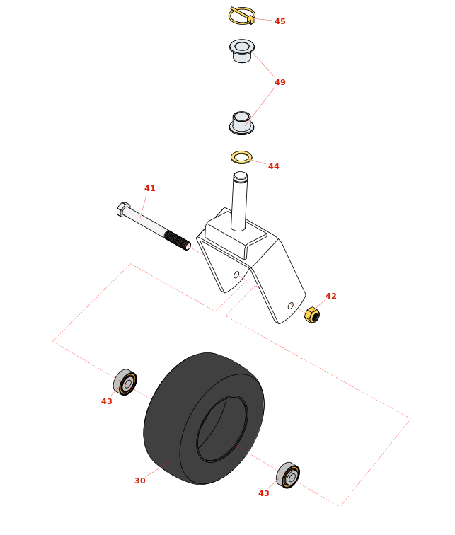 John Deere 1420 Rotary Mower Caster Wheel