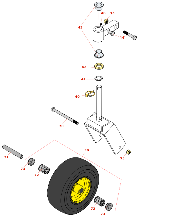 John Deere 1570 Rotary Mower 60in Deck Caster Wheel