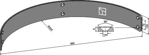 Geleideplaat 862mm 69-10-009