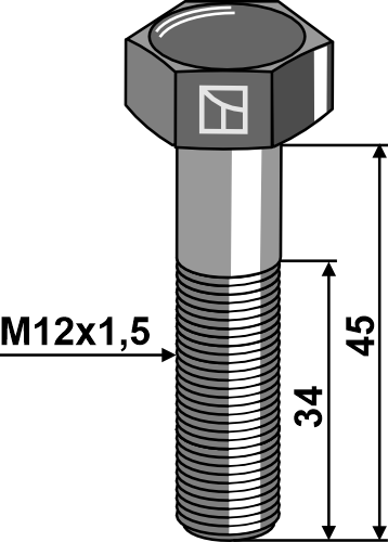 Hexagon bolt m12 without nut 124593112