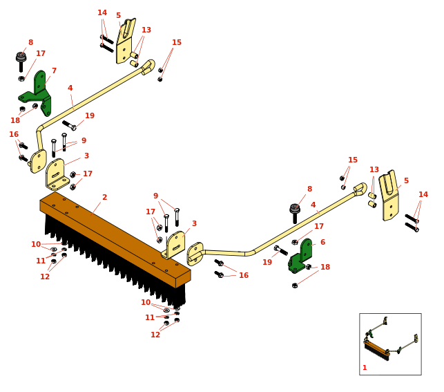 John Deere 220A Walk-Behind Greens Mower Brush Kit