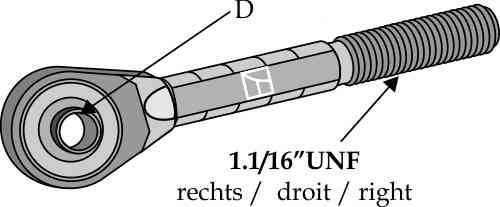 Spindel 1 1/16" UNF rechts