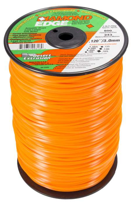 Trimmer line diamond edge™ shaped orange .120" / 3.0mm