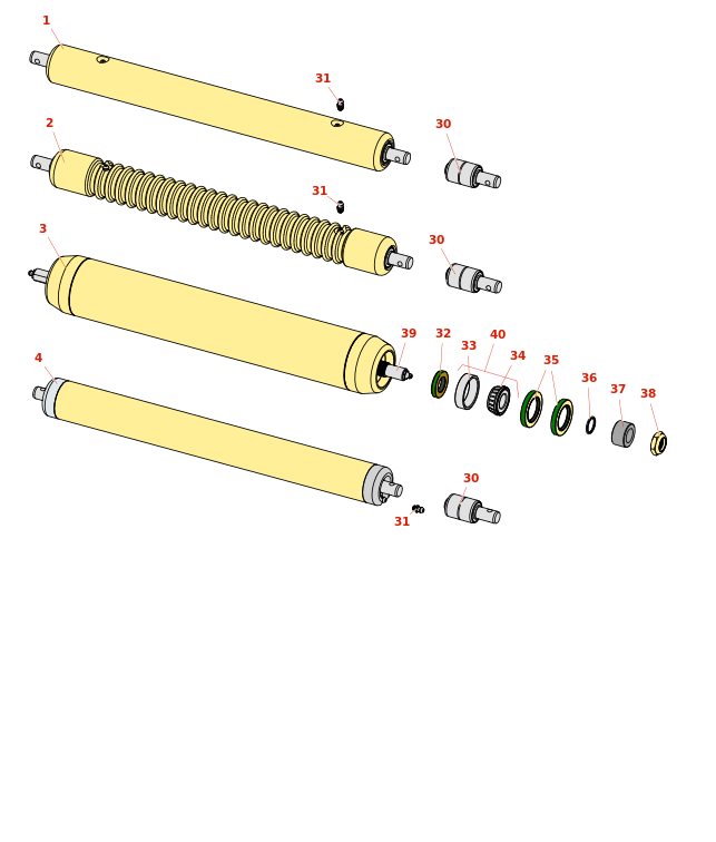 John Deere 8000 E-Cut Hybrid Reel Mower Rollers