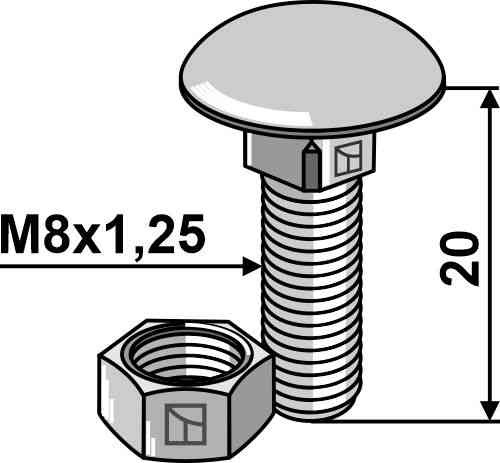 Slotbout M8 verzinkt met moer