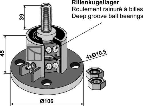 Bearing with thread M20x1,5