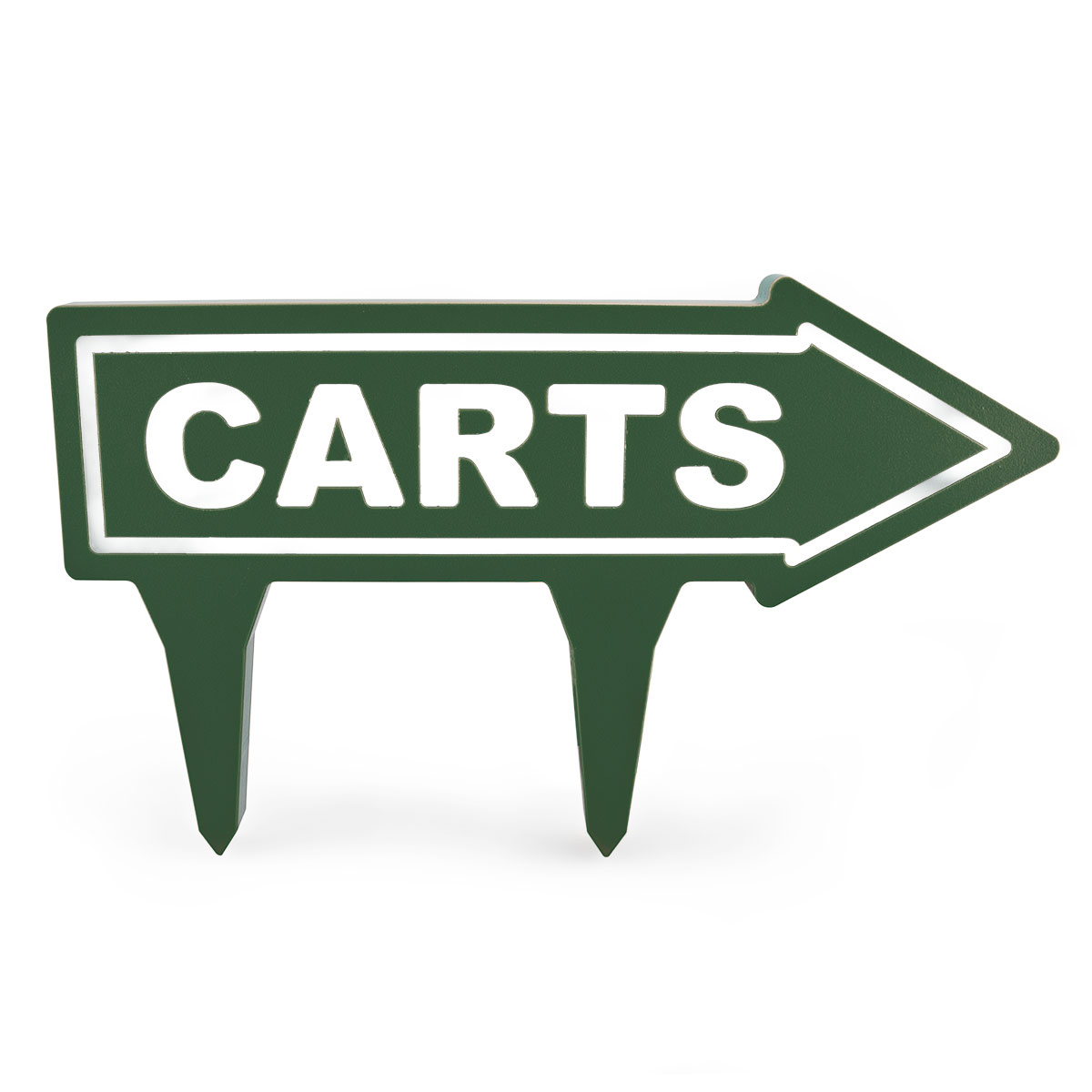 15" engraved plastic direction arrow - "carts" - green with white