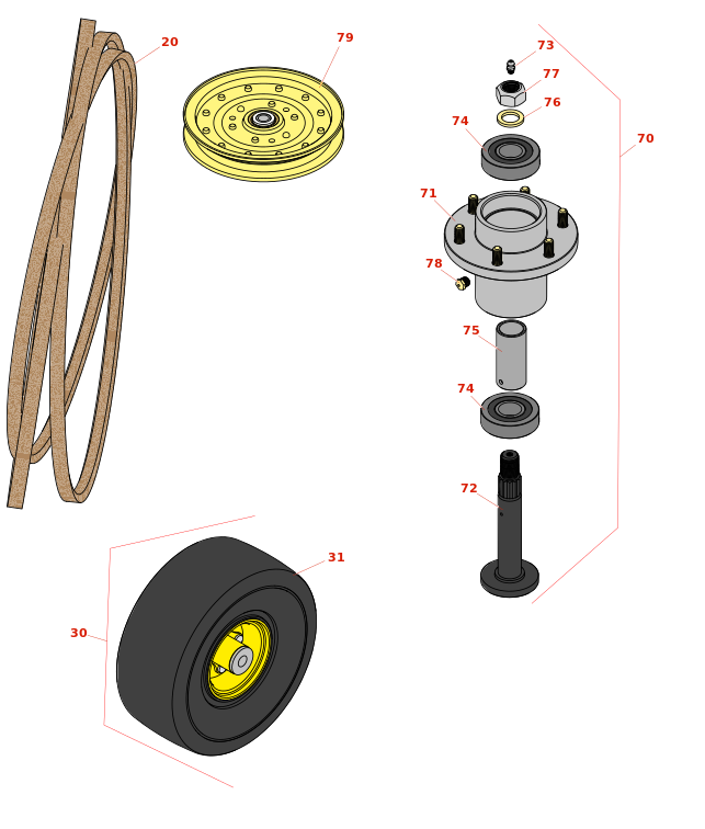 John Deere WHP61A Commercial Walk-Behind Mower 61in Deck Parts