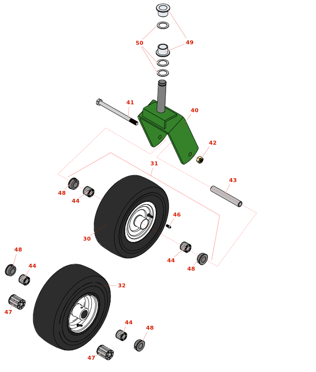 John Deere 1420 Rotary Mower Caster Wheel