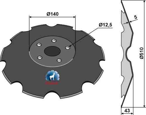 Getande schijf Ø510x5 passend voor Väderstad 170097