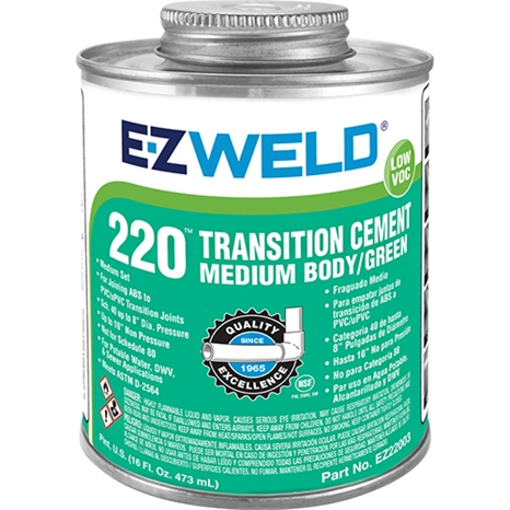 Transition cement pvc to abs medium body green - quart