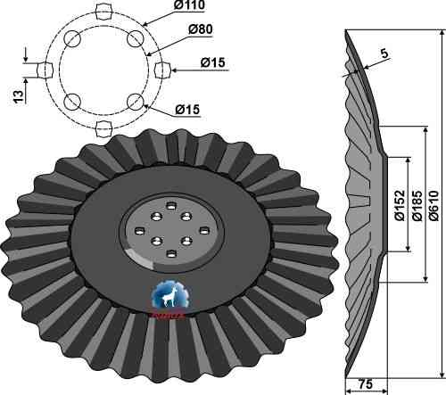 Geonduleerde Schijf Ø610x5 passend voor Agrisem DIS-551