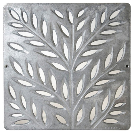 Square grate - 12" botanical cast iron