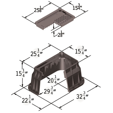 Carson valve box w/lid 1324 - black icv hblt