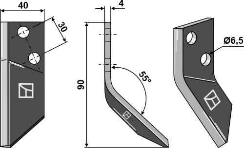 Food mixer knives, left fitting for Sgariboldi CL07.002