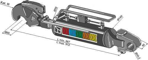 Hydraulic top-link with hook and swivelling tie-rod