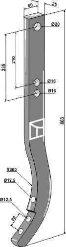 Cultivator shank - 863mm fitting for Dal-Bo 76250