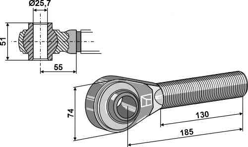 Hardened tie-rods M27x3 for top-links