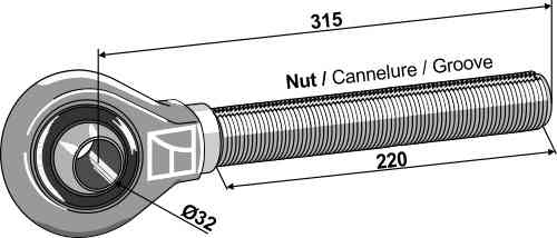 Tie-rod 1.1/2 - Cat. III - left thread