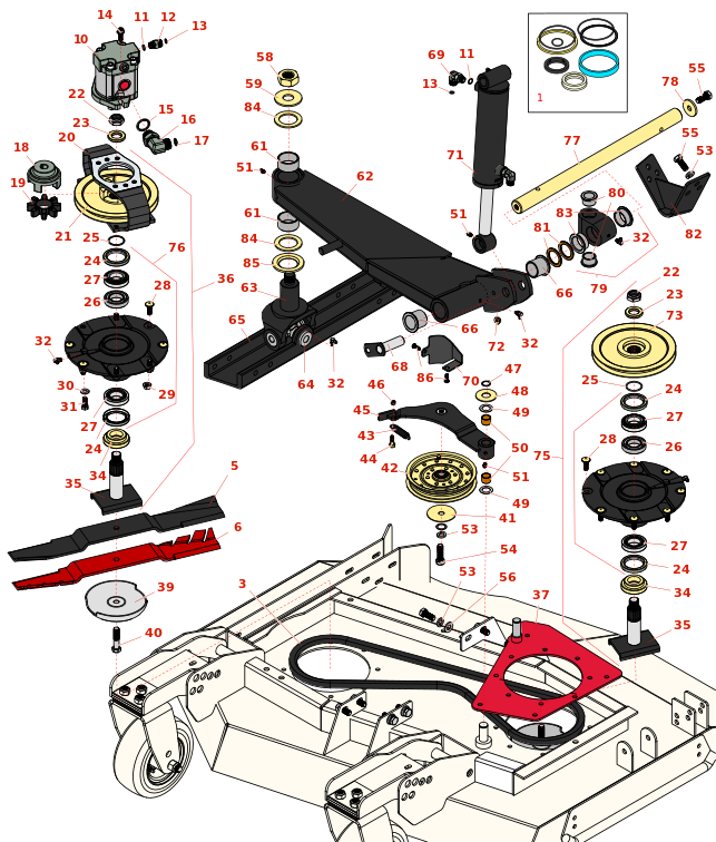 Toro Groundsmaster 4010-D Right-Hand Deck Lift Arms and Spindle