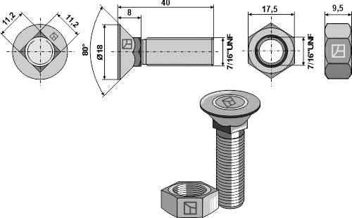 Plough bolt 7/16''UNF