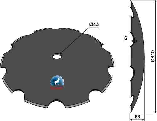 Notched disc Ø610x6 fitting for Väderstad 406 937