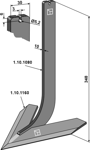 Tine with share 220mm