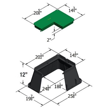 Carson valve box w/lid 0012 - blk-grn icv