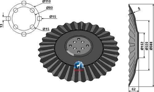 Geonduleerde Schijf Ø508x5 passend voor Agrisem DIS-553