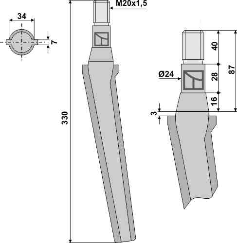 Tine for rotary harrows